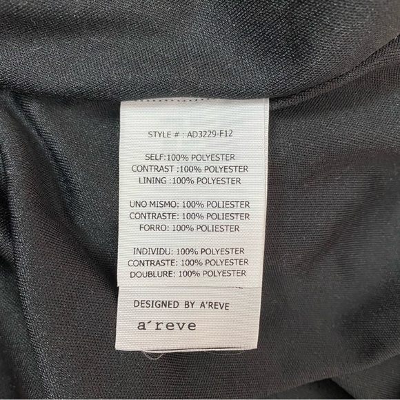 A’reve Dress Size Medium Cowl Neck Long Sleeve Printed Gray Black Ruffle - Picture 5 of 6